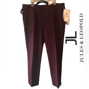 Jules & Leopold Pull-on Stretch Pants with Kick Flare, Burgundy NWT Size L‎ (14)